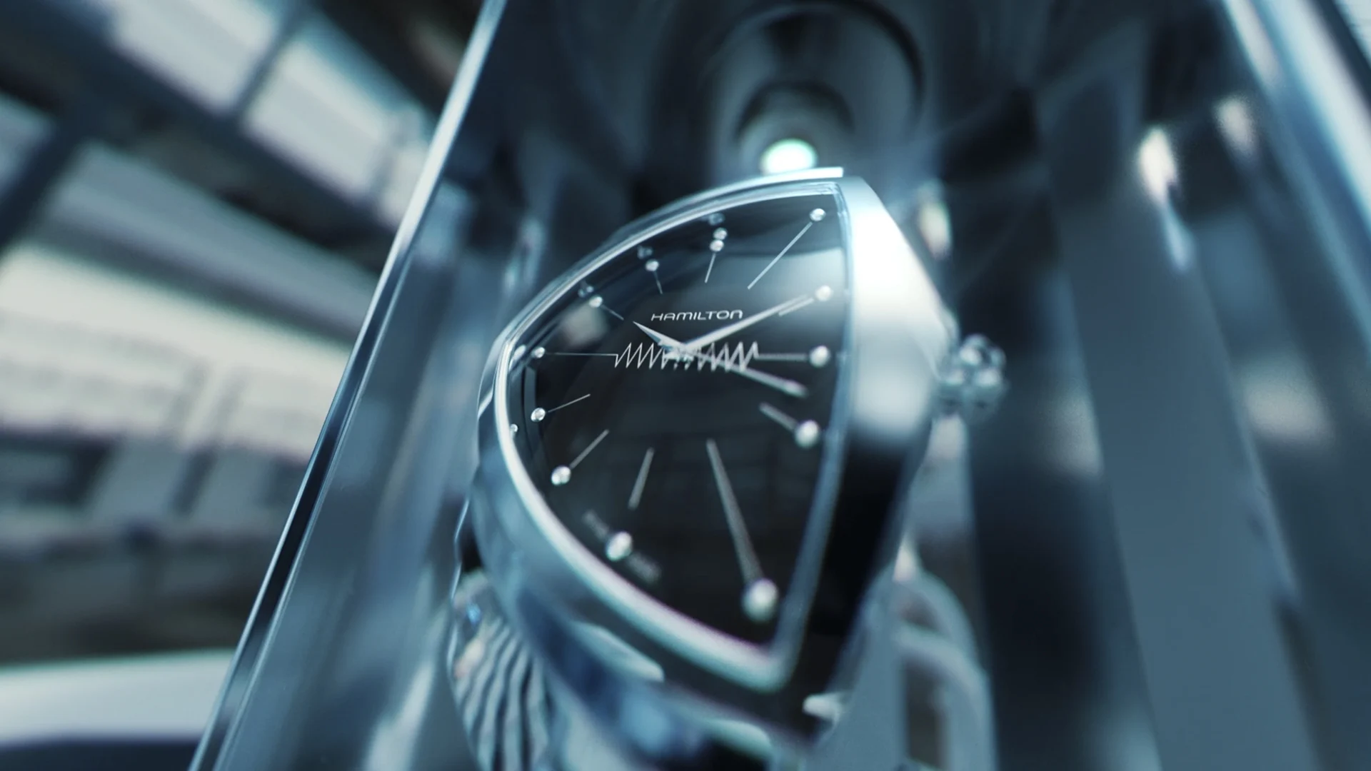 CGI product visualization of a luxury watch in a cinematic setting
