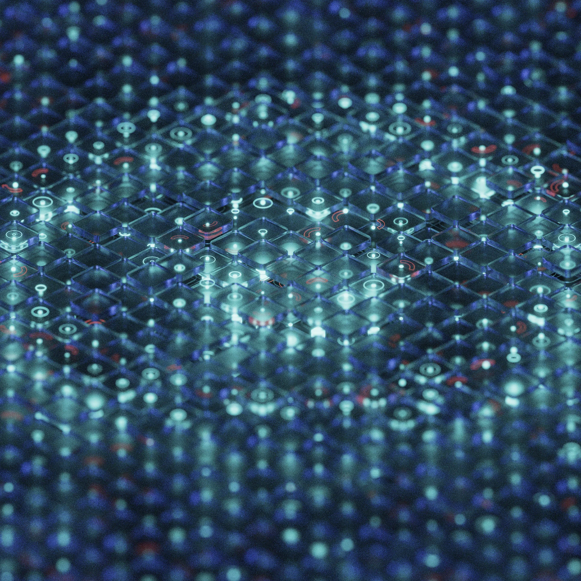 Visualización CGI abstracta de una red de partículas digitales