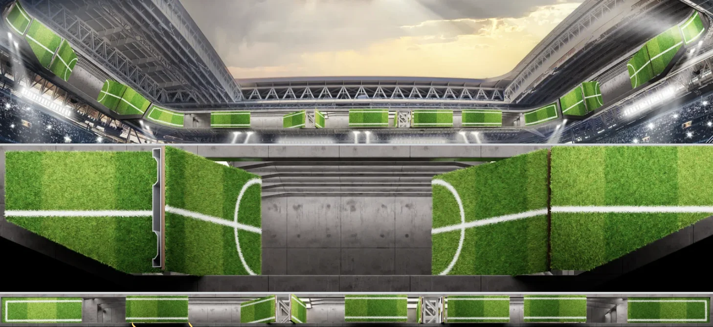 Sistema visual para los partidos del Real Madrid en el Estadio Santiago Bernabéu, creado por Kutuko
