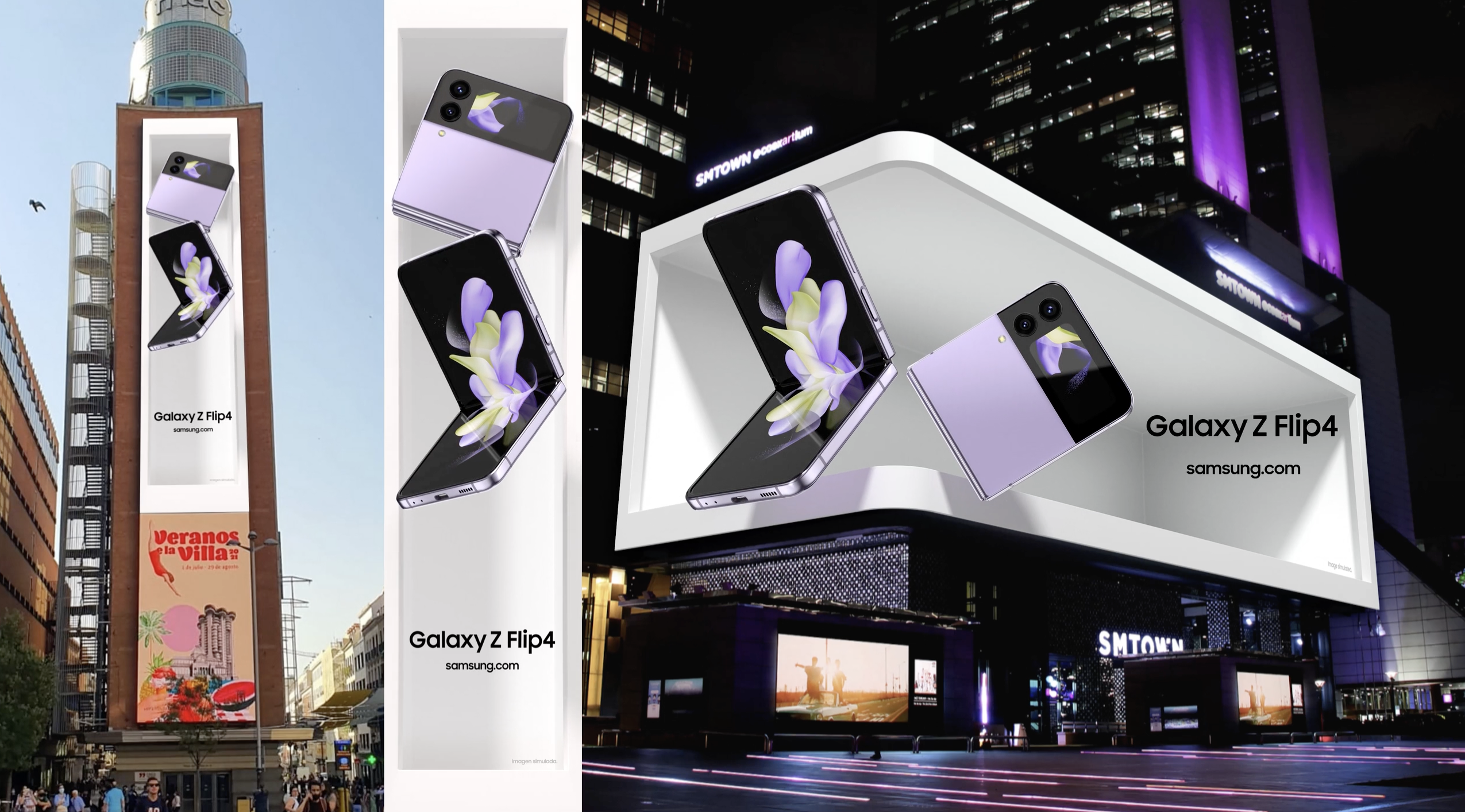 Large-format digital campaign by Kutuko for Samsung Galaxy S23 and Z Flip4 at Callao Digital Screens
