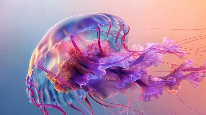 Iridescent jellyfish created with AI by Kutuko